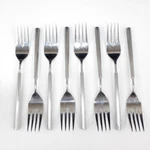 Epic Forged Stainless Flatware Japan EPS22 Ribbed Lot (8) Salad Forks Mcm. Fixed Price $48.75.