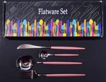 Jankng 24 Place Flatware Service For 6 Pink Handle Stainless Steel New C32B. Fixed Price $19.95.