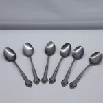 Vtg Lot Of 6 Oxford Hall Stainless Steele Flatware 7" Soup Spoons Floral Design. Fixed Price $24.99.