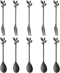 Stainless Steel Black Leaf Coffee Spoon Cake Fork-ansaw 10 Pcs Creative Tablewar. Fixed Price $15.27.
