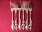 Set Of 6 Dinner Forks Oneida Raphael Deluxe Hh Stainless Steel Flatware 7 1/4". Fixed Price $72.75.