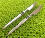 Amefa AFS35 Stainless 2 Dinner Knives Satin Black Textured Japan Flatware B144G. Fixed Price $19.89.