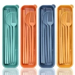 Dissknic Reusable Travel Utensils With Case, 4 Sets Wheat Straw Portable Cutlery. Fixed Price $12.89.