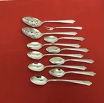 Ekco Chevron EKS7 Stainless Slotted Serving, Iced Tea & Fruit Spoons Pickle Fork. Fixed Price $7.92.