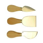 Avon Set Of 3 Golden Cheese Knives With Bamboo Handle 5" X 2". Fixed Price $17.49.