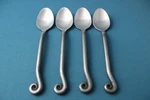 Pier One PII11 Teaspoons (set Of 4) Scroll Coiled Iron 18/8 Stainless China 7". Fixed Price $107.99.