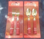 Coca-cola 4 Piece Flatware Spoons Forks Coke Bottle Contour Pattern By Gibson. Fixed Price $29.99.