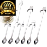 6 Pcs Cat Spoon Coffee Tea Set, Esrise Stainless Steel Mini Long Silver. Fixed Price $17.09.