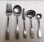 Lifetime Cutlery Stainless LCU49 Hammered 5 Serving Pieces Ladle Spoons Fork. Fixed Price $43.95.