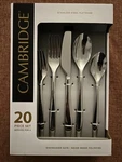 Cambridge Flatware 20 Piece Set Service For 4 Ross Kinley Mirror New Box. Fixed Price $29.99.