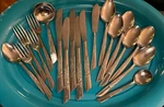 N.s.co.stainless Japan Flatware Floral LOT(19) Spoons Forks Knives Mcm 1960S. Fixed Price $18.50.