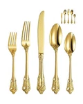 Keawell Gorgeous 65 Piece Gold Flatware Sets, Heavy Tableware Antique Fl.... Fixed Price $306.10.