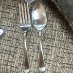 Rh Blakes 18/10 Stainless Satin 2PC Serving Set Fork & Spoon Dishwasher Safe. Fixed Price $40.00.