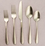Cambridge Silversmiths Poet Satin Gold Champagne 20-PC Flatware Set New Nib. Fixed Price $50.31.