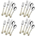 Wallace Napoleon Bee Gold Accent 18/10 Stainless Steel 20PC. Flatware Set. Fixed Price $109.99.