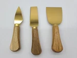 Set Of 3 Avon Cheese Knives Gold Colored With Bamboo Handles 5"X2". Fixed Price $20.00.