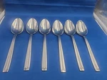 Lot Of 6 Wallace WAS244 Stainless Oval Soup Spoons 7 1/4". Fixed Price $17.00.