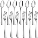 Set Of 12, Stainless Steel Dinner Forks And Spoons, Findtop Heavy-duty Silver. Fixed Price $17.35.