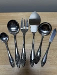 LCU57 Lifetime Cutlery Stainless Japan Scrolls & Flowers Lot Of 6 Serving Set. Fixed Price $18.00.