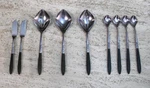 Ekco Eterna EKS37 Black Handle Stainless Flatware Mcm Mod Design 9 Pieces. Fixed Price $14.95.