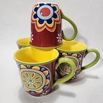Set 4 - Pier 1 Mexicali Ironstone Coffee Mug Tea Cup Good Condition. Fixed Price $58.99.