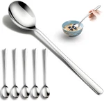 Set Of 5 Premium Korean Soup Spoons, Inch 18/10 Stainless Steel Long Handle Ri. Fixed Price $12.54.