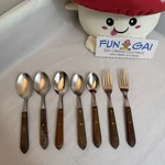 7 Asstd. Washington Forge Wf Town & Country Wood Handle Stainless Forks Spoons. Fixed Price $24.99.