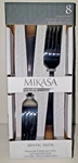 8 New Mikasa Mystic Satin Silver Dinner Forks. Fixed Price $22.99.