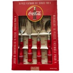 Nib 1997 Gibson Coca-cola 16 Pc Silverware Flatware Set Serves 4 W/ Red Handle. Fixed Price $39.99.