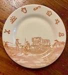 Wallace China Chuck Wagon 5.75 Campfire Brands Dessert Plate Brea Cowboy Western. Fixed Price $24.00.