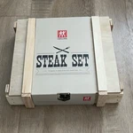 Zwilling Henckels Stainless Steel Steak 12-PC Knives And Forks Wood Box Nwt. Fixed Price $99.92.