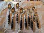 9 Pcs Lc Germain Rostfrei GEM1 Black Bistro 3-RIVET Flatware Mixed Lot. Fixed Price $78.98.