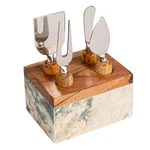 Creative Co-op Marble Cheese Server Set With Mango Wood Stand, Of 4. Fixed Price $39.99.