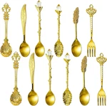 12 Pieces Gold Coffee Retro Vintage Carved Dessert Teaspoons, Decorative. Fixed Price $17.07.