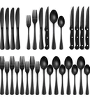 Ewfen 24-PIECE Black Silverware Set With Steak Knives, Flatware For. Fixed Price $33.95.
