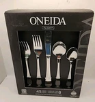 New Oneida Flight 45-PIECE Stainless-steel Flatware Set, Service For 8. Fixed Price $94.99.