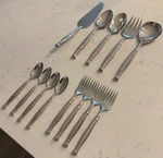 13 Pc Oneida Act Heirloom Stainless Flatware Place Setting Serving Plus. Fixed Price $288.88.