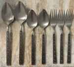 CSS36 Stainless By Continental Silver Textured, Flowers Mcm 7PC Set. Fixed Price $23.99.