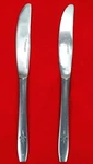 2X Dinner Table Knives Japan CIF10 Stainless Flatware 8 1/4" Fleur De Lis. Fixed Price $16.00.