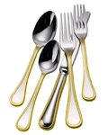 Couzon Perle Gold Accent 18/10 Stainless 5PC. Place Setting (service For One). Fixed Price $99.95.
