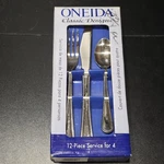 Oneida Braxton Flatware 12 Pc Service For 4 Stainless Classic Designs Box Nos. Fixed Price $16.99.
