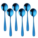 Buyer Star Bouillon Sets, 7-INCH Round Soup Spoons, Stainless Blue. Fixed Price $17.58.