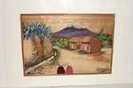 Julias Ewador Latan People On Village Oil Wood Board Painting. Fixed Price $49.99.