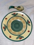Large Villeroy & Boch 12" Merry Winter Round Pasta Serving Bowl + Spoon Rest. Fixed Price $21.95.