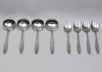 Lauffer Design 2 Mcm 18/8 Stainless Germany 4 Salad Forks Round Soup Spoons. Fixed Price $48.95.