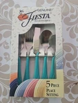 Nib Fiesta 1991 Turquoise Blue Single Flatware Steel Place Setting, 5 Pieces. Fixed Price $45.00.