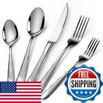 Pureain 30-PC Silverware Set For 6, Stainless Steel Flatware, Mirror Polished. Fixed Price $52.28.