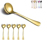 Gold Soup Spoons, 6 Pieces Stainless Steel Round With Titanium Plat. Fixed Price $15.72.