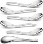 6-PIECE Heavy-weight Soup Spoons, Stainless Steel Asian With Er. Fixed Price $13.87.