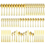 Gold Silverware Set For 12, Compralo 60 Pieces Stainless Steel Shiny Flatwa. Fixed Price $56.78.